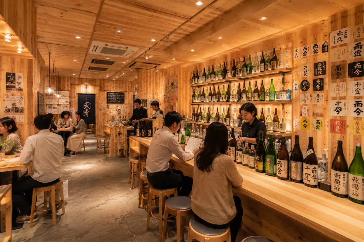 国産杉羽目板　日本酒居酒屋