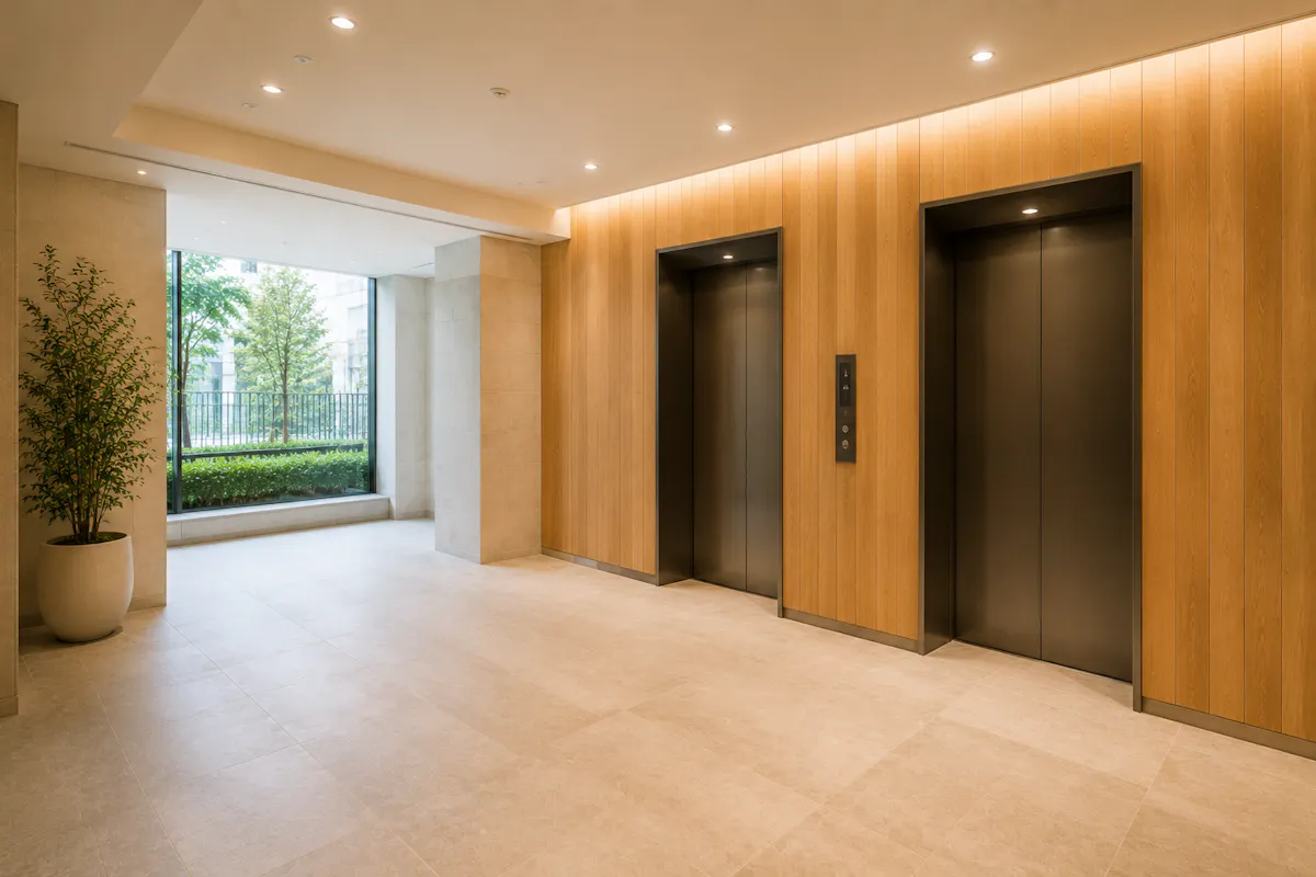 羽目板　マンション　エレベーターホール