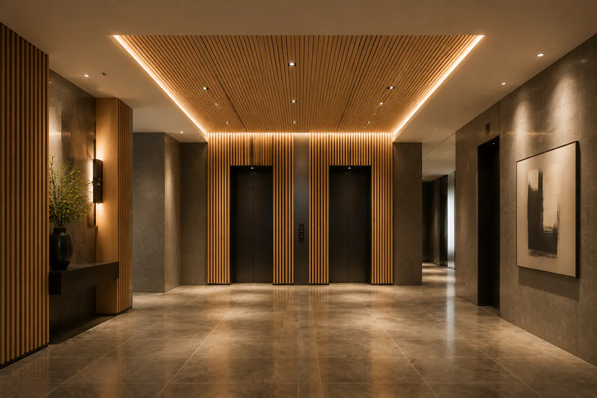 羽目板　マンション　エレベーターホール